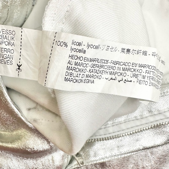 NEW Zara Silver Metallic Wide Leg Cargo Pants Luxe High Rise Utility - Picture 10 of 10